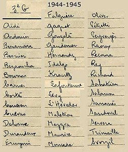 COLLEGE MODERNE LECLERC SIDI BEL ABBES LISTE 1944 1945 3 EME G